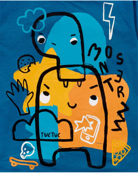 Blue knit T-shirt for boy Big Hugs