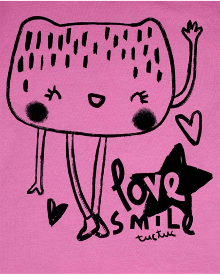 Pink knit T-shirt for girl Big Hugs