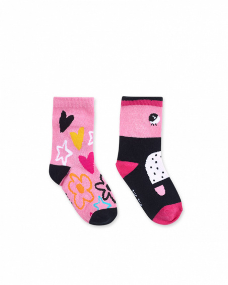 Set of 2 pink socks for girl Big Hugs