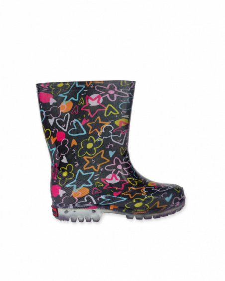 for girl black printed wellies Big Hugs