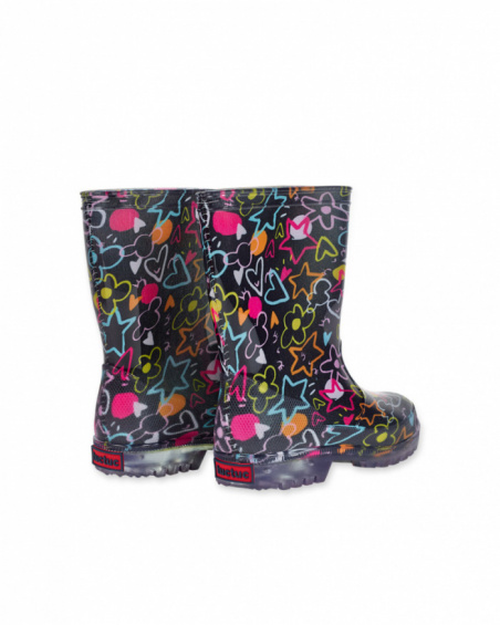 for girl black printed wellies Big Hugs