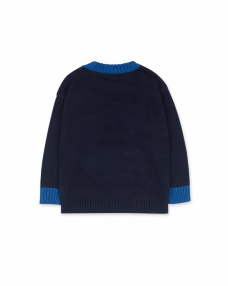 Blue tricot jumper for boy Road to Adventure