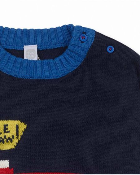 Blue tricot jumper for boy Road to Adventure