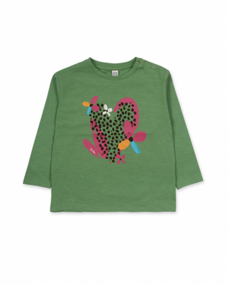 Green knit T-shirt for girl My Troop
