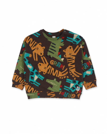 Brown fleece sweatshirt for boy My Troop