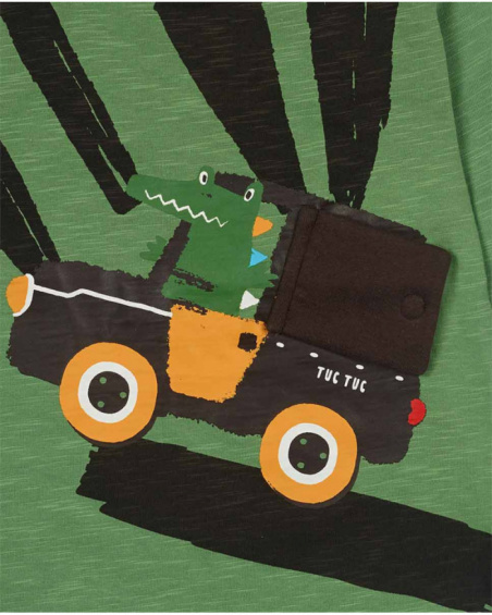 Green knit T-shirt for boys My Troop