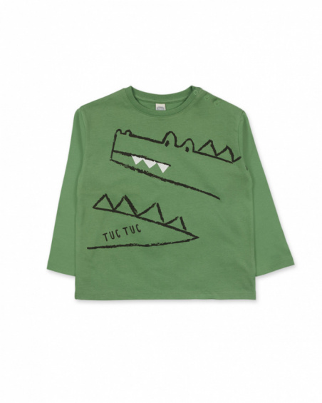 Green knit T-shirt for boy My Troop