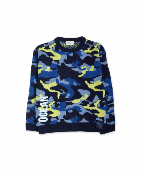 Blue knitted sweater for boy Ocean Mistery