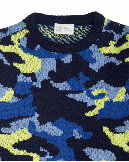 Blue knitted sweater for boy Ocean Mistery