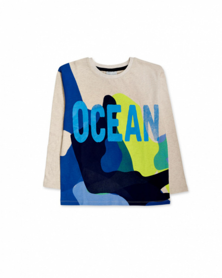 Gray knit t-shirt for boy Ocean Mistery