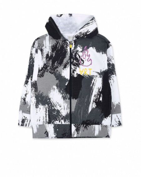 White gray black fleece jacket for boy The New Artists
