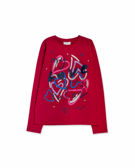 Fuchsia knitted t-shirt for girl Fav Things