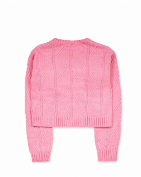 Pink knitted jumper for girl Natural Planet