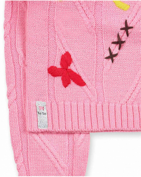 Pink knitted jumper for girl Natural Planet