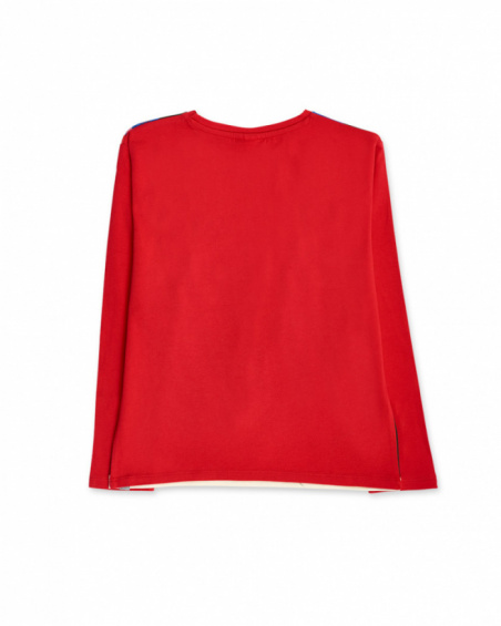 Red knit T-shirt for girl Natural Planet