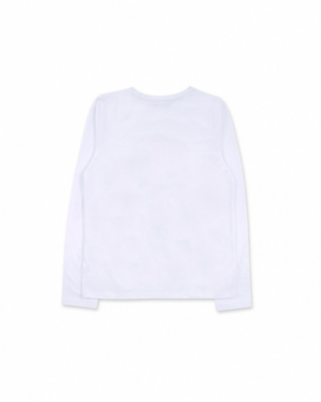White knit T-shirt for girl K-Pop