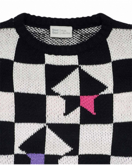 K-Pop for girl checkered knit sweater