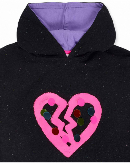 Black plush sweatshirt for girl K-Pop