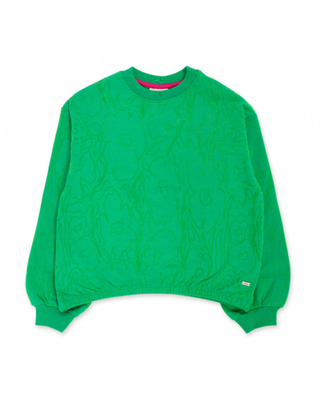 Green plush sweatshirt for girl Wild Flower