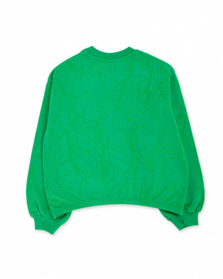 Green plush sweatshirt for girl Wild Flower