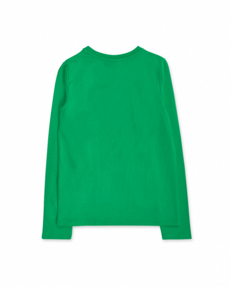 Green knit T-shirt for girl Wild Flower