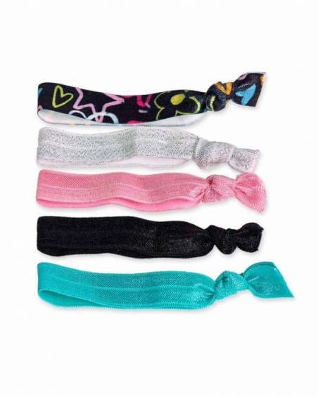 Pack of five colored scrunchies for girl Big Hugs