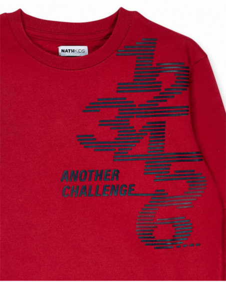 Red knit sweatshirt for boys Another Challenge collection