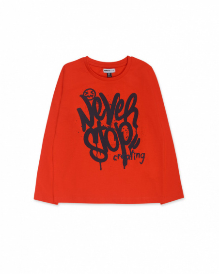 Orange knit t-shirt for boys Creative Minds collection