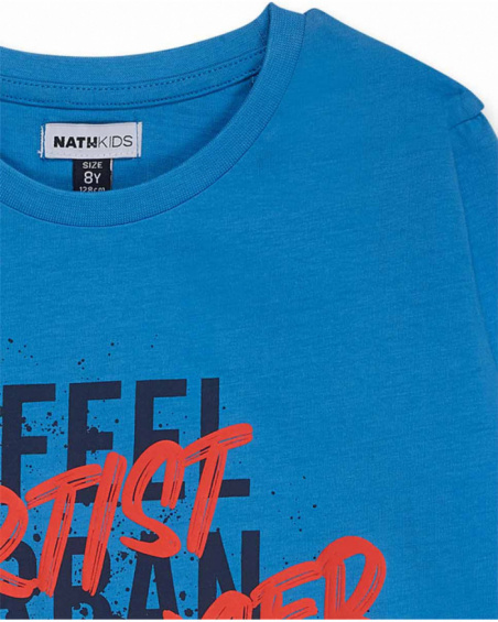 Blue knit t-shirt for boys Creative Minds collection