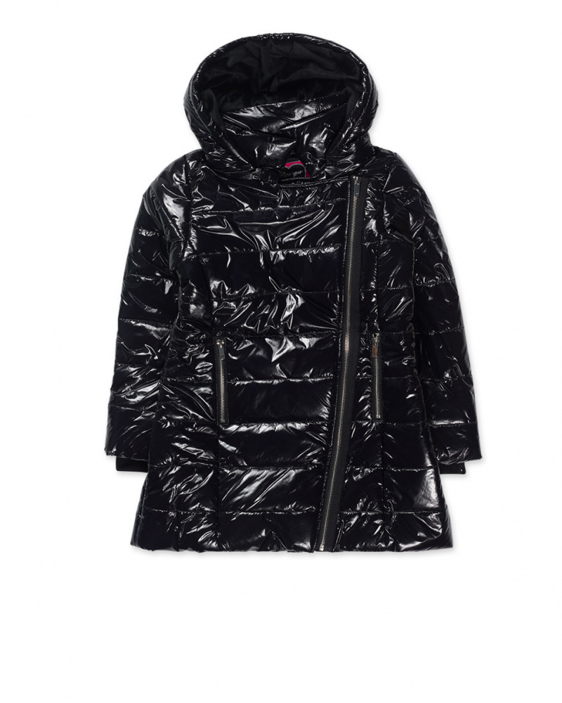 Girls black deals shiny coat