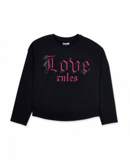 Black knit t-shirt for girls Dark Romance collection
