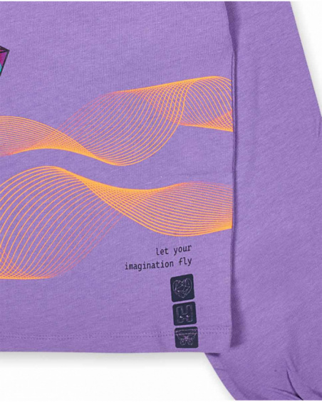 Lilac knit t-shirt for girls Digital Dreamer collection.