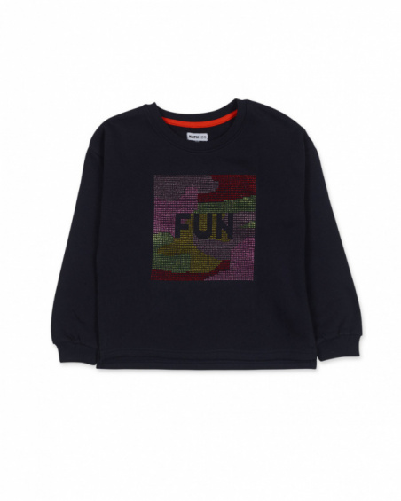 Blue knit sweatshirt for girls Funky Mood collection