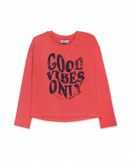 Salmon knit t-shirt for girls Funky Mood collection