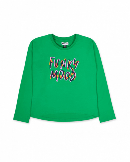 Long green knit t-shirt for girls Funky Mood collection