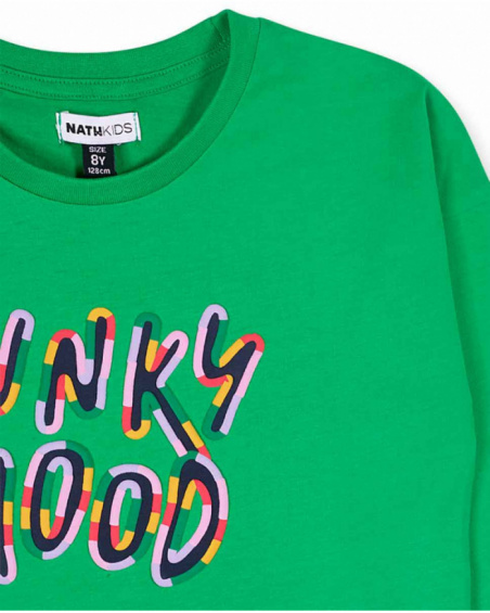 Long green knit t-shirt for girls Funky Mood collection