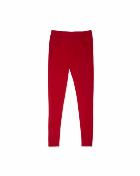 Red knit leggings for girls Basics
