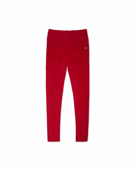 Red knit leggings for girls Basics