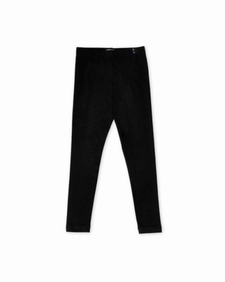 Basic black knit leggings for girls