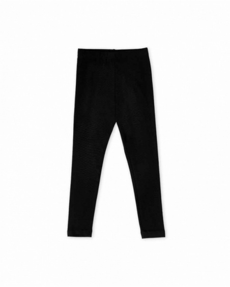 Basic black knit leggings for girls