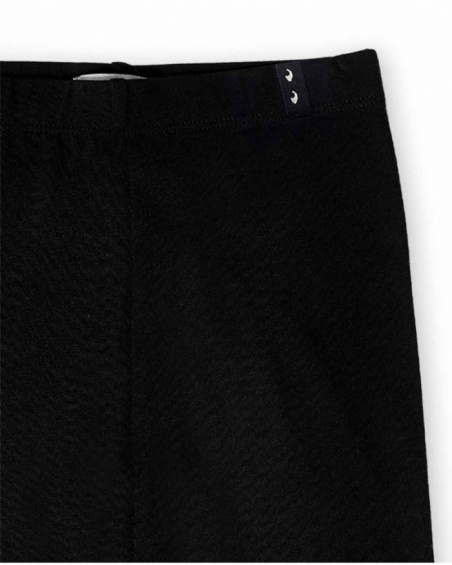 Basic black knit leggings for girls