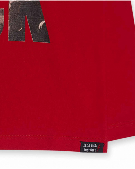 Red knit t-shirt for boys Let's Rock Together collection