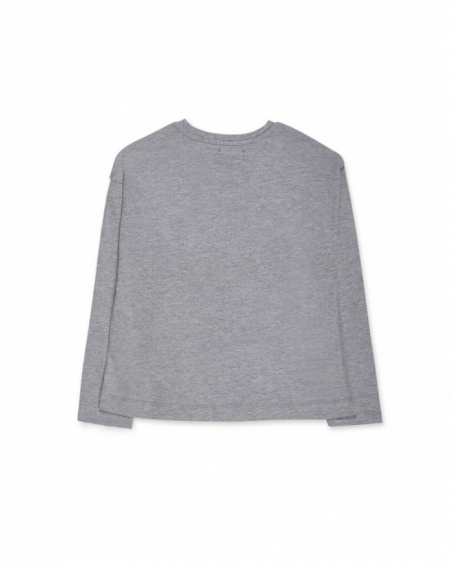 Gray knit t-shirt for girls Love to Learn collection