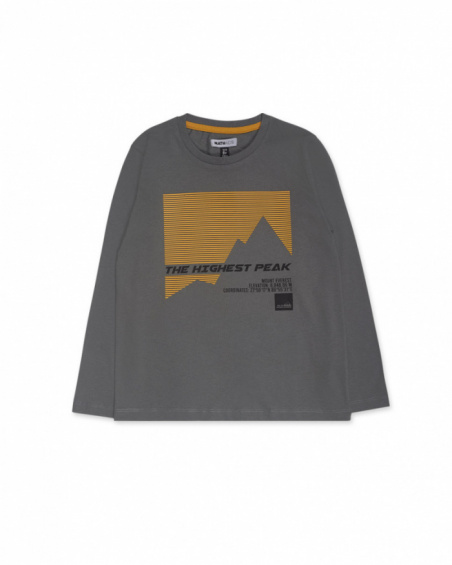 Gray knit t-shirt for boys New Horizons collection