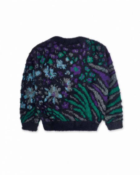 Printed knit sweater for girls Nocturne collection