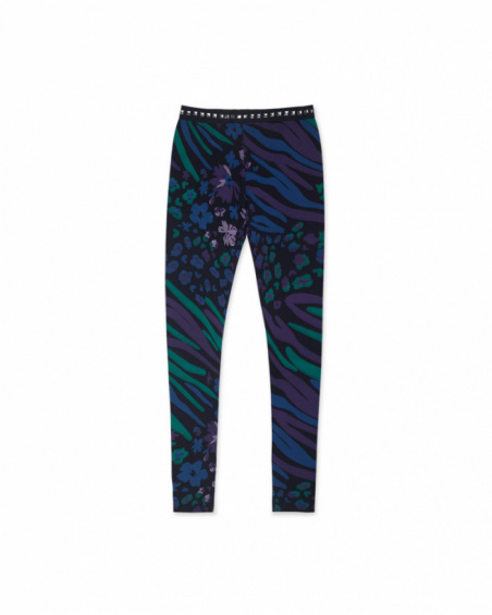 Printed knit leggings for girls Nocturne collection