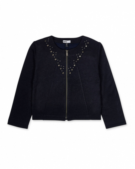 Blue knitted jacket for girls Nocturne collection