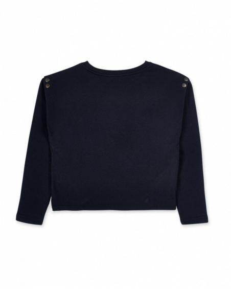 Blue knit sweatshirt for girls Nocturne collection