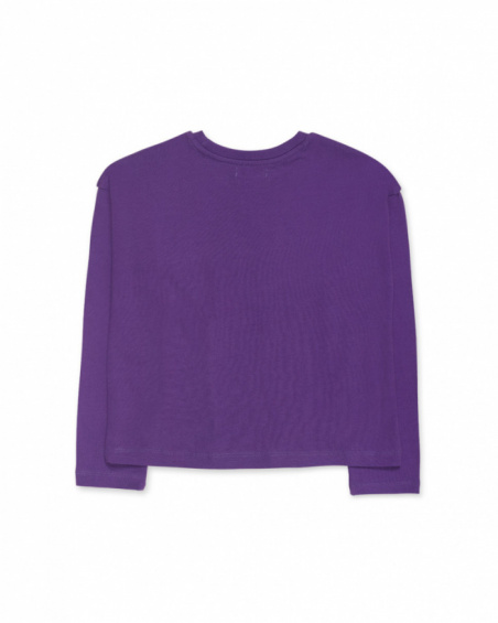 Lilac knit t-shirt for girls Nocturne collection