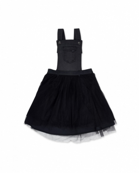 Black flat dungarees for girls Starlight collection